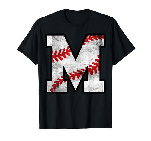 Distressed Baseball Letter M T-Shirt - Aesthetic Graphic Unisex - T-Shirt, Sweatshirt, Hoodie