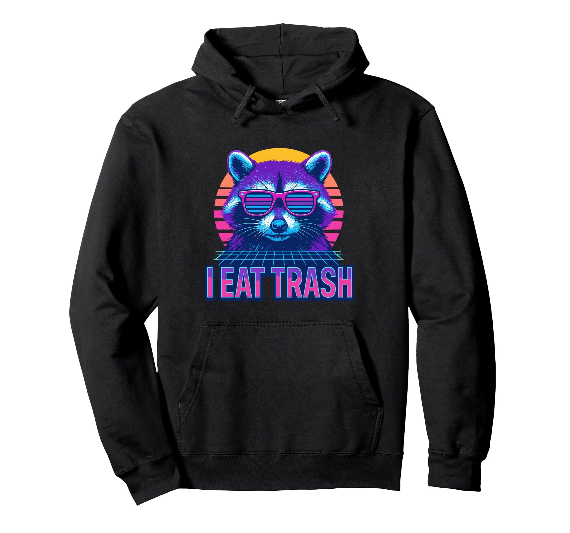 Vaporwave Raccoon I Eat Trash Funny Hoodie - Unique Graphic Men Women - T-Shirt, Sweatshirt, Hoodie