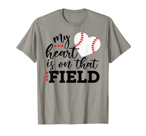 My Heart Is That Field Baseball Mom T-Shirt - Minimalist Print for Adults - T-Shirt, Sweatshirt, Hoodie
