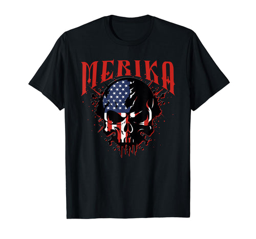Us Flag Skull Grunge Punk Rock Vibes T-Shirt - Minimalist Print Unisex - T-Shirt, Sweatshirt, Hoodie