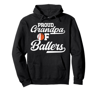 Proud Grandpa Ballers Baseball Hoodie - Novelty Apparel Men Women - T-Shirt, Sweatshirt, Hoodie