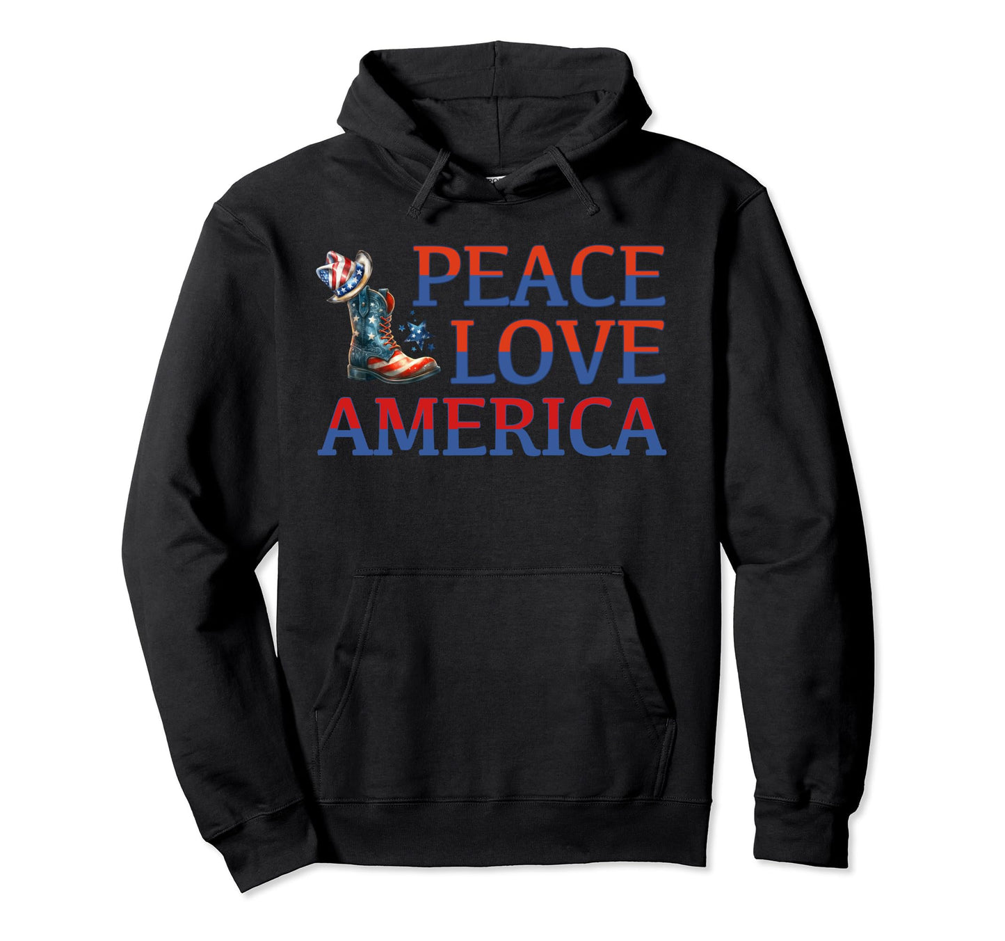 4Th July Cowboy Independence Day Peace Hoodie - Custom Art Print Unisex - T-Shirt, Sweatshirt, Hoodie