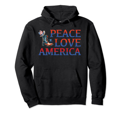 4Th July Cowboy Independence Day Peace Hoodie - Custom Art Print Unisex - T-Shirt, Sweatshirt, Hoodie