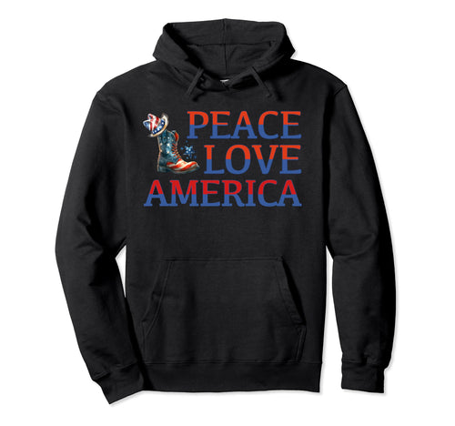 4Th July Cowboy Independence Day Peace Hoodie - Custom Art Print Unisex - T-Shirt, Sweatshirt, Hoodie