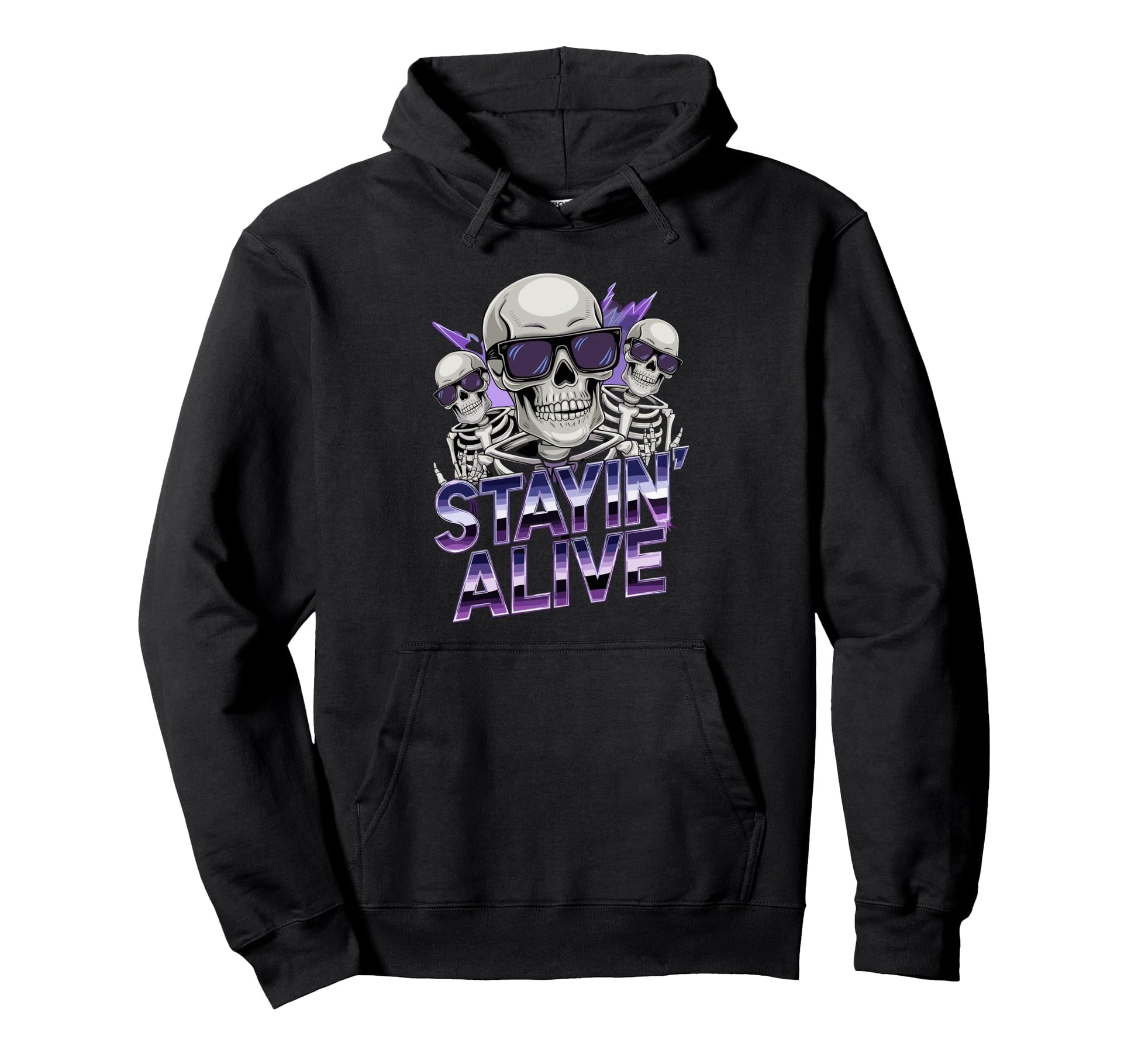 Stayin Alive Skeleton Disco Halloween Hoodie - Custom Art Print Unisex - T-Shirt, Sweatshirt, Hoodie