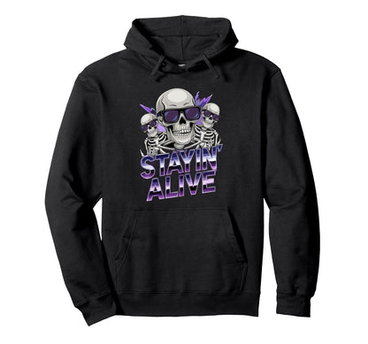 Stayin Alive Skeleton Disco Halloween Hoodie - Custom Art Print Unisex - T-Shirt, Sweatshirt, Hoodie