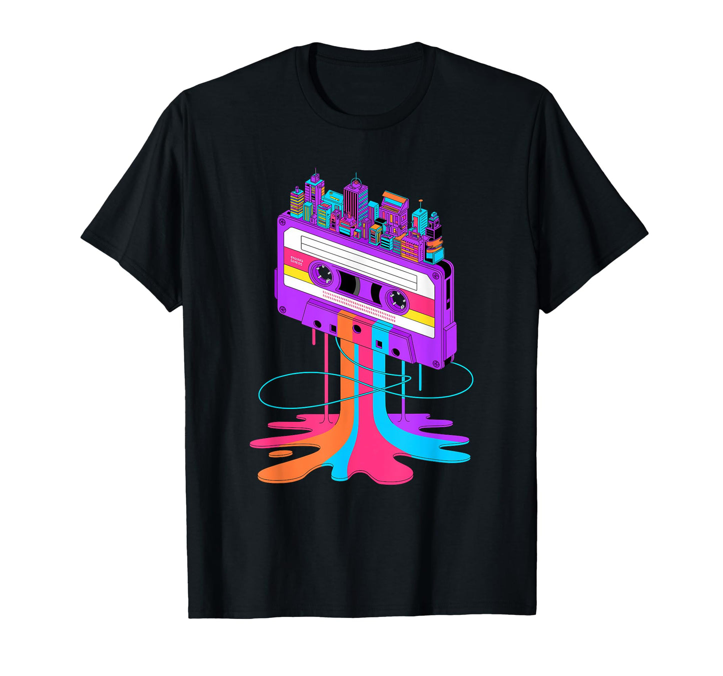 Dripping Paint Art Cassette Tape City T-Shirt - Minimalist Print Men Women - T-Shirt, Sweatshirt, Hoodie