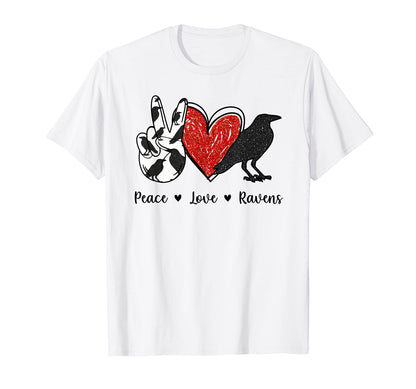 Peace Love Ravens Glitter T-Shirt - Casual Everyday Wear Men Women - T-Shirt, Sweatshirt, Hoodie