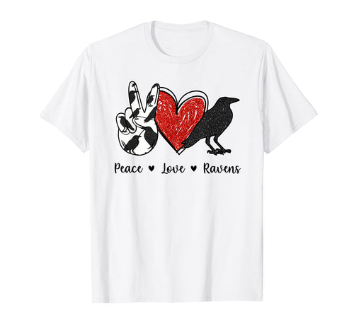 Peace Love Ravens Glitter T-Shirt - Casual Everyday Wear Men Women - T-Shirt, Sweatshirt, Hoodie