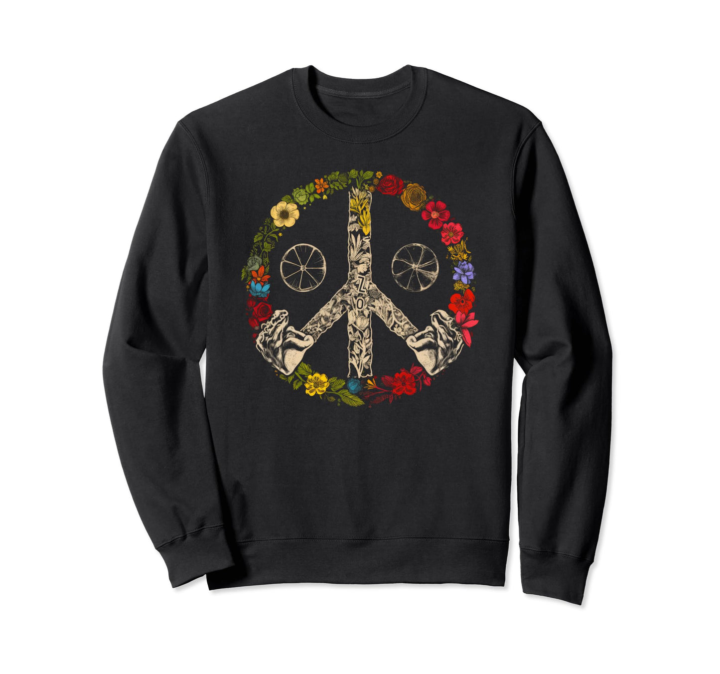 Peace Sign 60S 70S Hippie Boho 5 Sweatshirt - Unique Graphic Unisex - T-Shirt, Sweatshirt, Hoodie