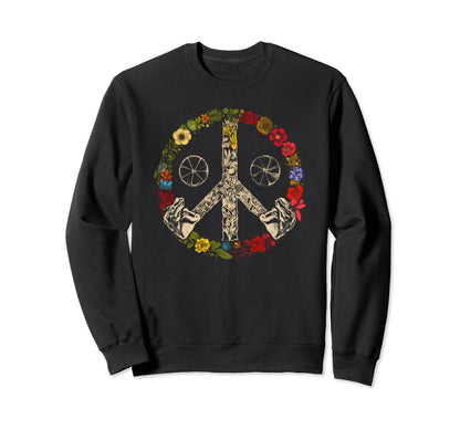 Peace Sign 60S 70S Hippie Boho 5 Sweatshirt - Unique Graphic Unisex - T-Shirt, Sweatshirt, Hoodie