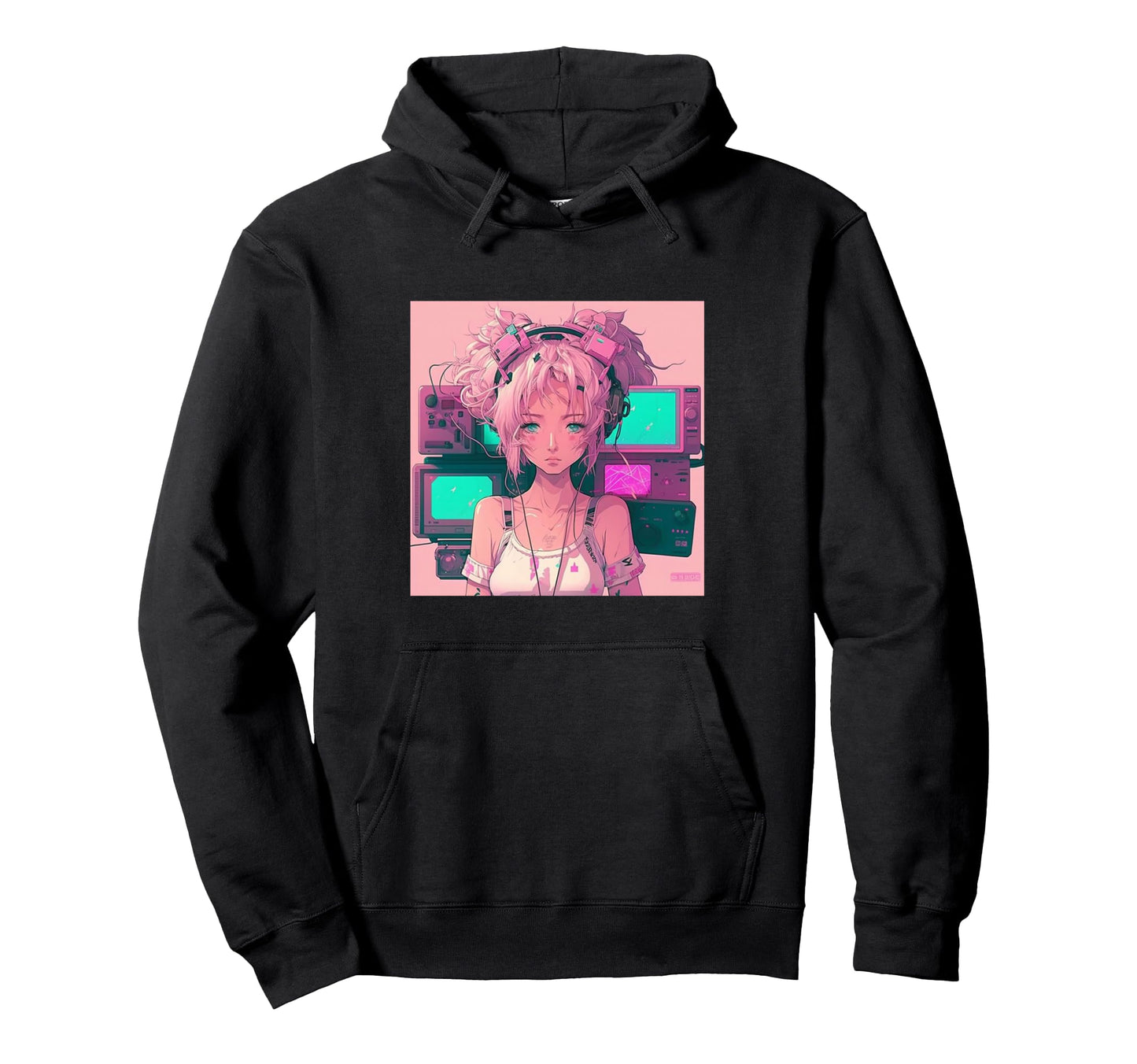 Japanese Vaporwave Anime Hoodie - Aesthetic Graphic for Adults - T-Shirt, Sweatshirt, Hoodie
