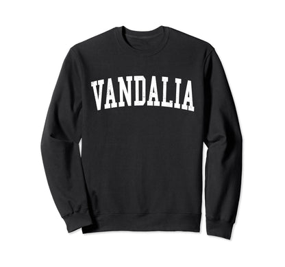 Vandalia Oh Distressed White Varsity Sweatshirt - Trendy Graphic for Adults - T-Shirt, Sweatshirt, Hoodie