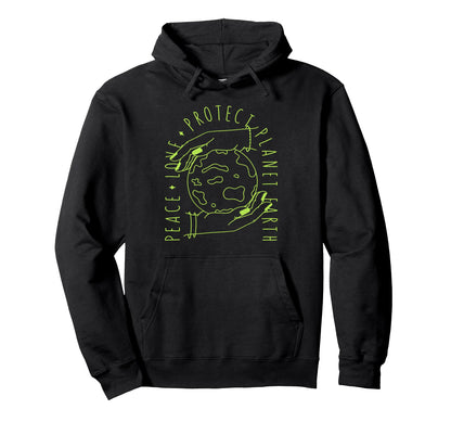 Earth Day Peace Love Protect Planet Hoodie - Minimalist Print Men Women - T-Shirt, Sweatshirt, Hoodie