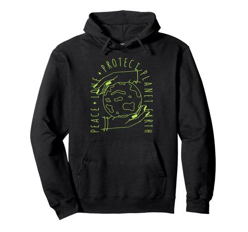 Earth Day Peace Love Protect Planet Hoodie - Minimalist Print Men Women - T-Shirt, Sweatshirt, Hoodie