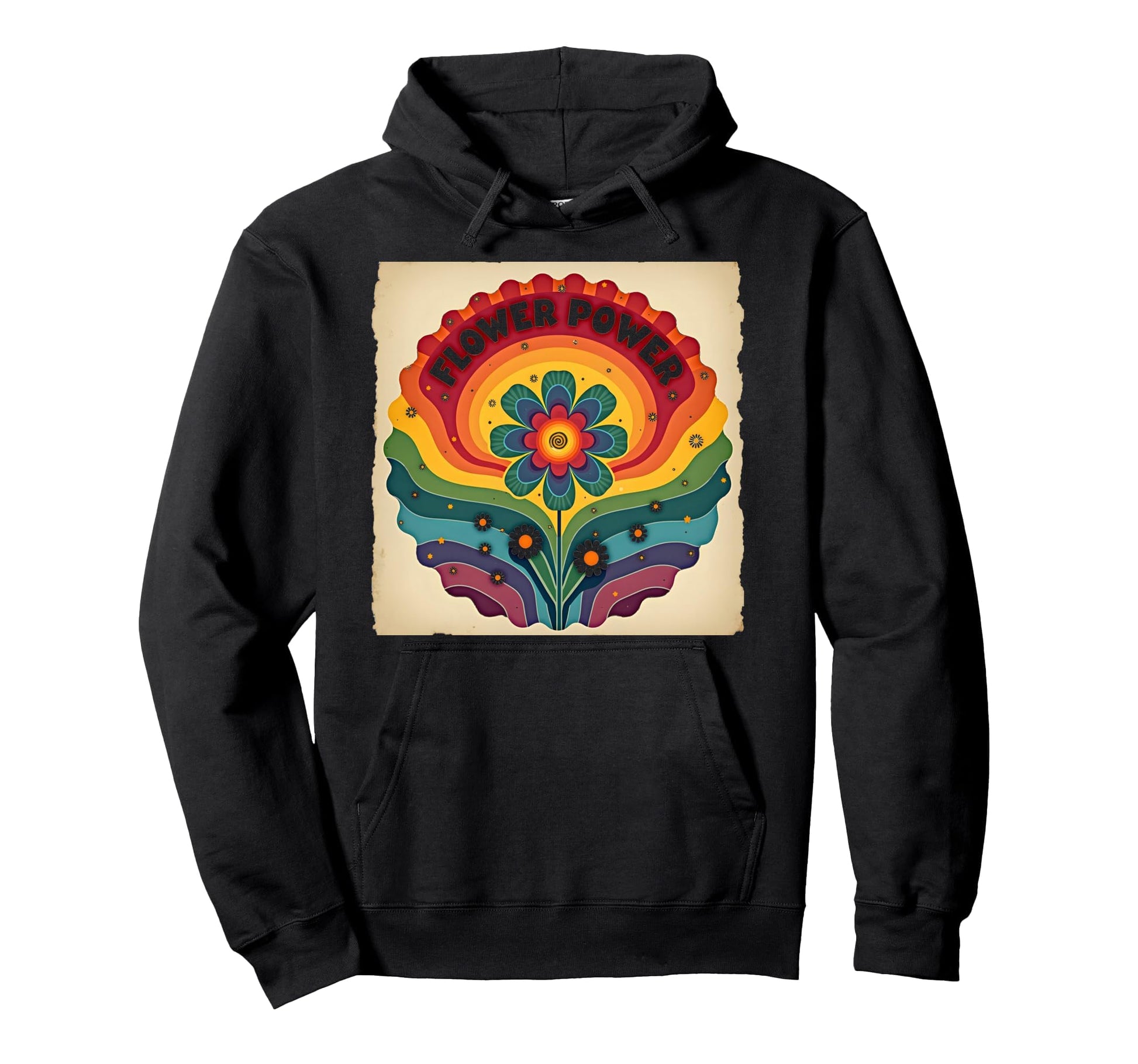 Flower Power Rainbow Floral Hippie Soul Hoodie - Custom Art Print Unisex - T-Shirt, Sweatshirt, Hoodie