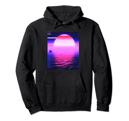 Vaporwave Sun Synthwave Sunset Aesthetic Hoodie - Trendy Graphic Unisex - T-Shirt, Sweatshirt, Hoodie