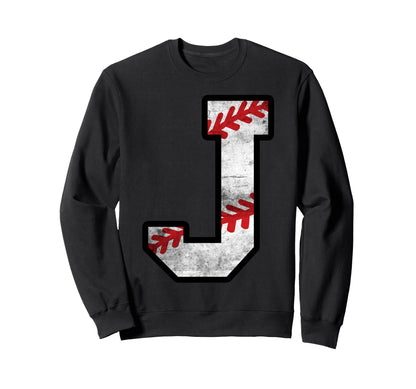 Distressed Baseball Letter J Sweatshirt - Novelty Apparel Men Women - T-Shirt, Sweatshirt, Hoodie