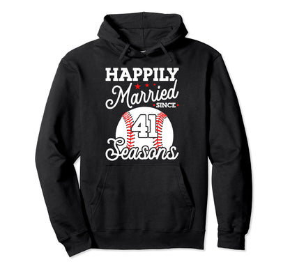 41St Wedding Anniversary Baseball Hoodie - Aesthetic Graphic Unisex - T-Shirt, Sweatshirt, Hoodie