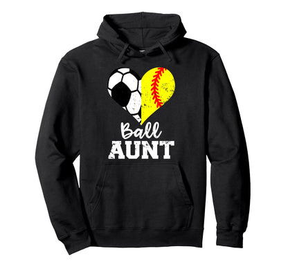 Ball Aunt Heart Funny Soccer Hoodie - Fun Novelty Design for Adults - T-Shirt, Sweatshirt, Hoodie