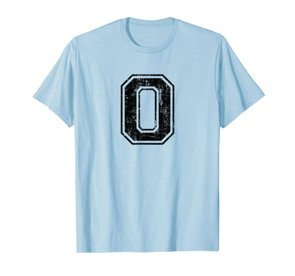 Number 0 Zero Varsity Distressed Sport T-Shirt - Trendy Graphic Men Women - T-Shirt, Sweatshirt, Hoodie