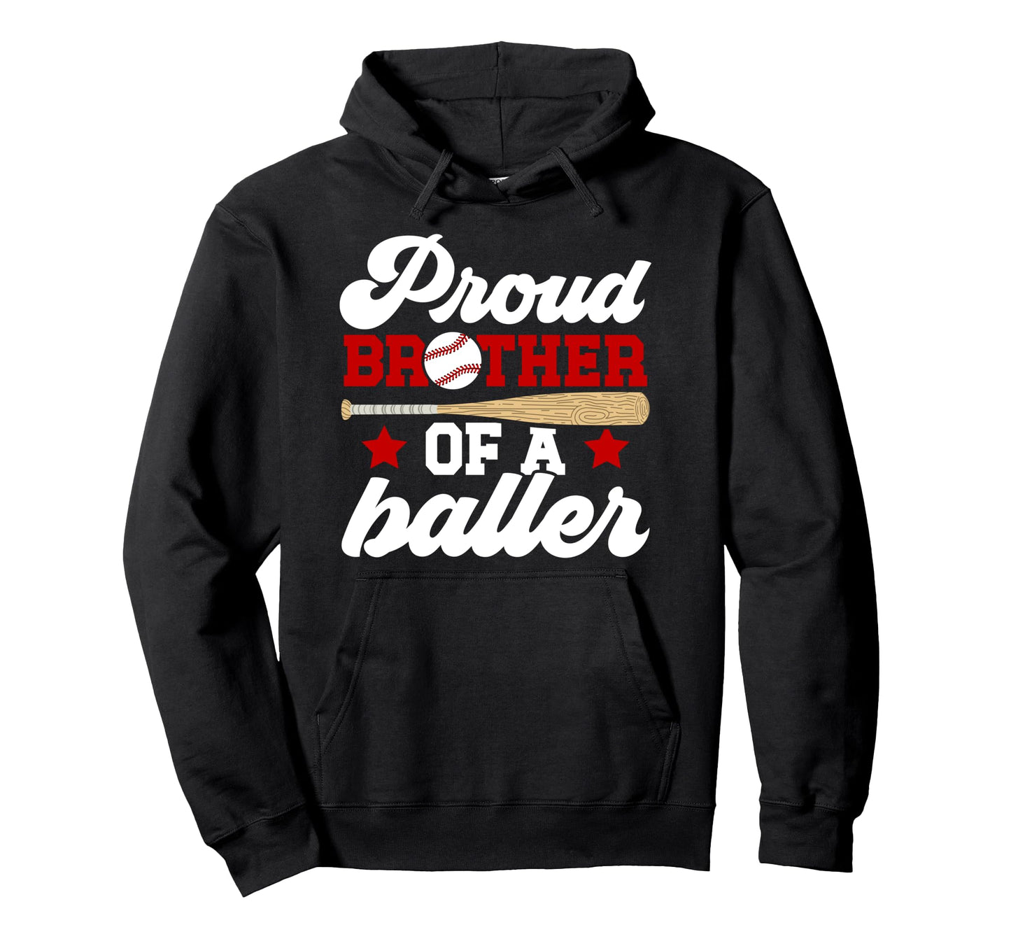 Brother Baller Baseball Brother Hoodie - Minimalist Print for Adults - T-Shirt, Sweatshirt, Hoodie