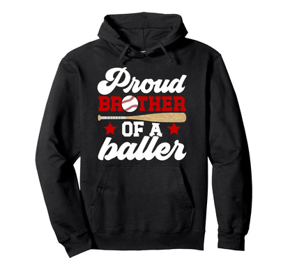 Brother Baller Baseball Brother Hoodie - Minimalist Print for Adults - T-Shirt, Sweatshirt, Hoodie