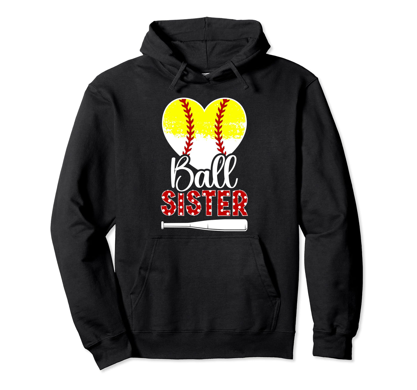 Ball Sister Heart Baseball Softball Sister Hoodie - Custom Art Print Unisex - T-Shirt, Sweatshirt, Hoodie