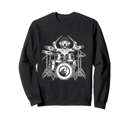 Dog Playing Drums Funny Rock Music Sweatshirt - Fun Novelty Design Unisex - T-Shirt, Sweatshirt, Hoodie