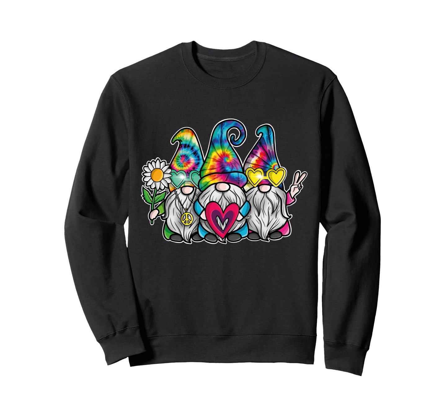 Hippie Gnomes Groovy Tie Dye Rainbow Sweatshirt - Novelty Apparel Unisex - T-Shirt, Sweatshirt, Hoodie