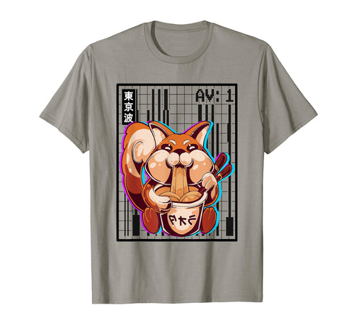 Weirdcore Fox Ramen Grid Vaporwave T-Shirt - Unique Graphic for Adults - T-Shirt, Sweatshirt, Hoodie
