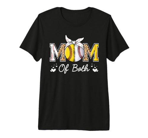 Mom Both Baseball Softball Leopard T-Shirt - Custom Art Print for Adults - T-Shirt, Sweatshirt, Hoodie