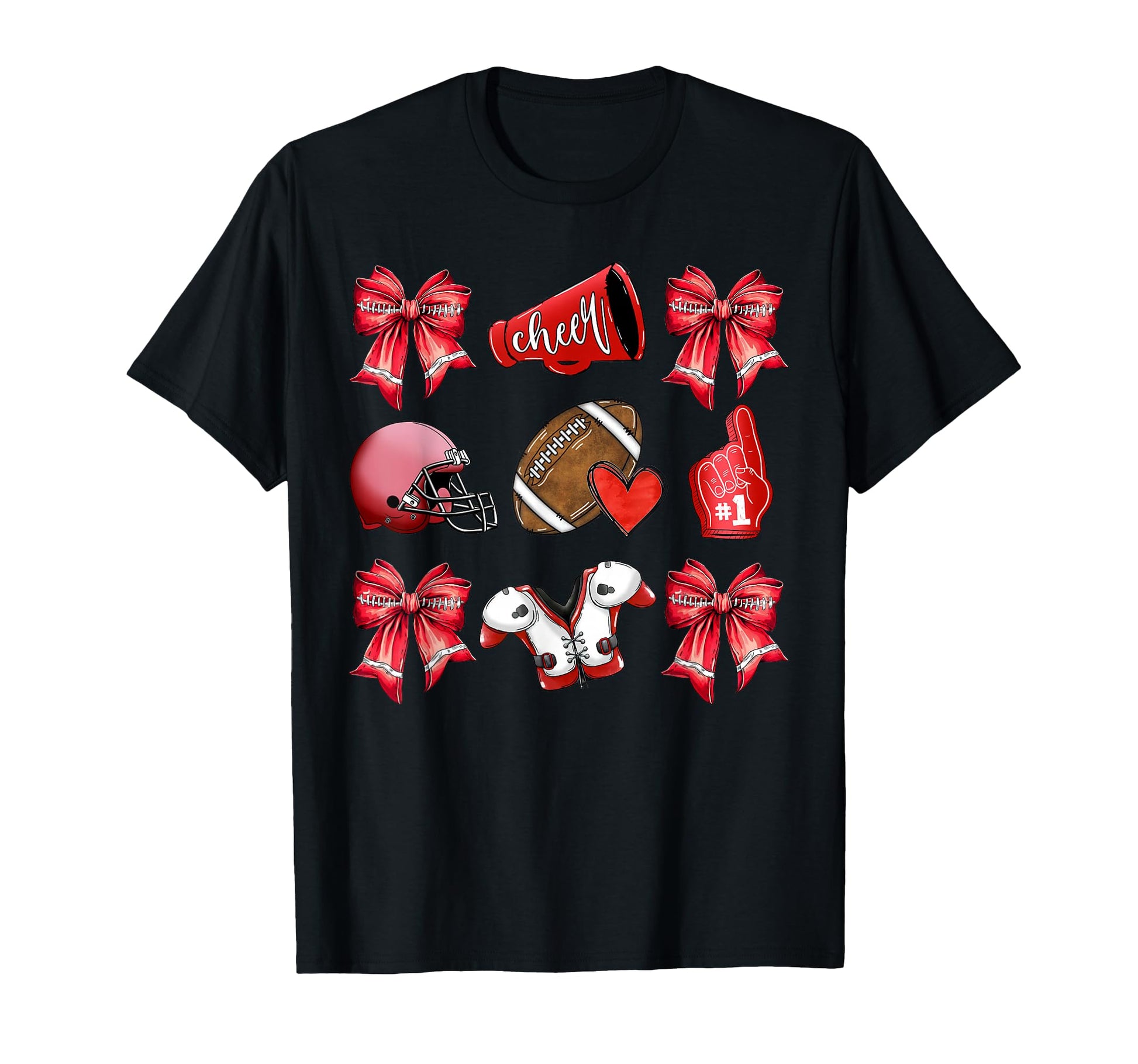 Red Football Mom Coquette Bows Game Day T-Shirt - Streetwear Style Unisex - T-Shirt, Sweatshirt, Hoodie