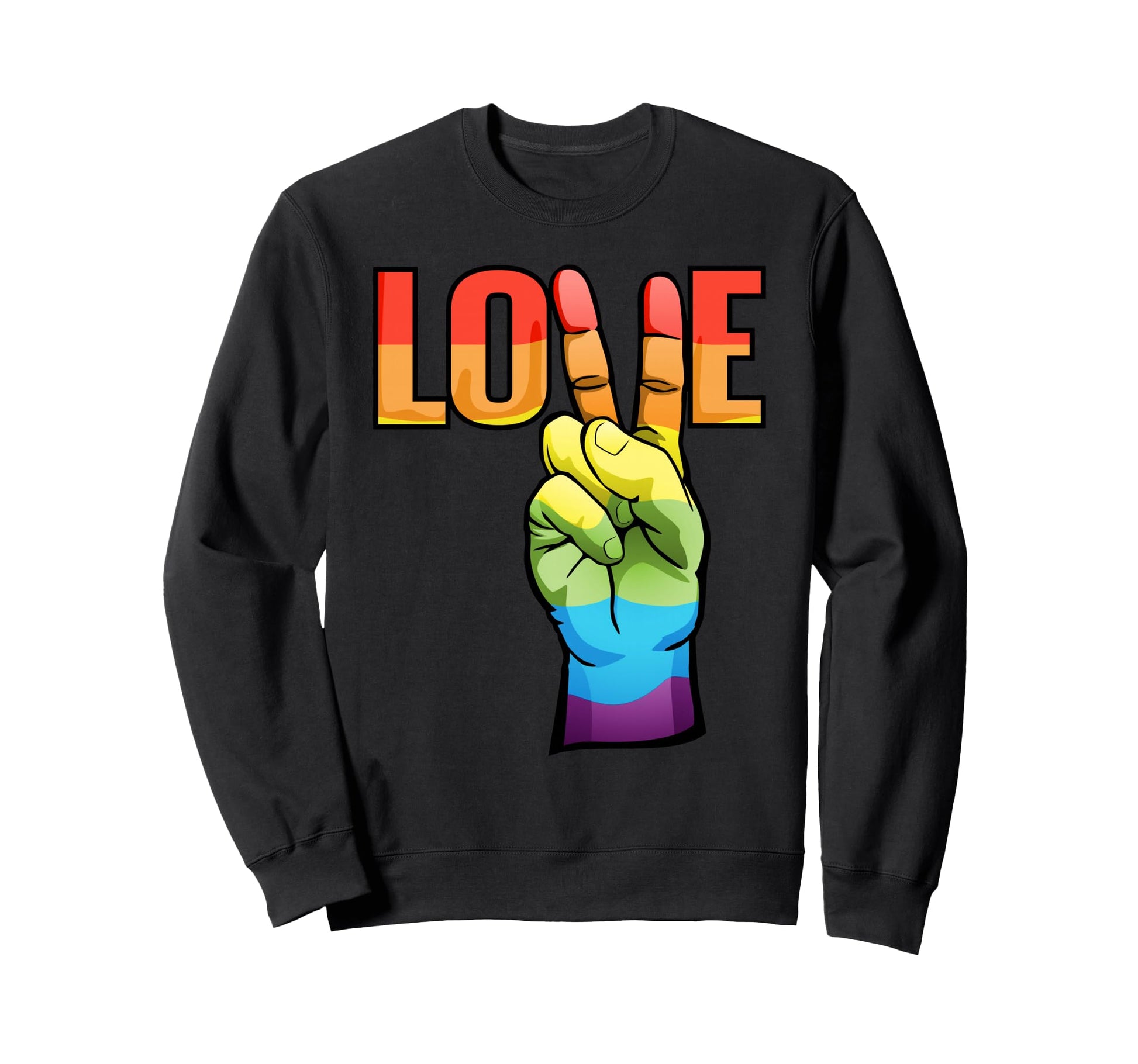Love Peace Sign Rainbow Sweatshirt - Novelty Apparel Unisex - T-Shirt, Sweatshirt, Hoodie