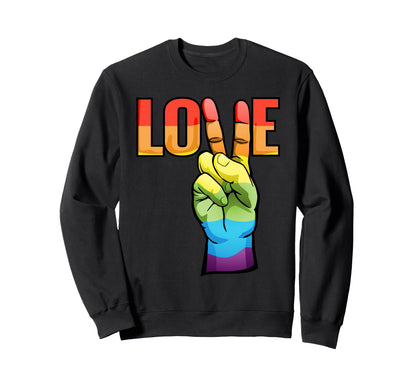 Love Peace Sign Rainbow Sweatshirt - Novelty Apparel Unisex - T-Shirt, Sweatshirt, Hoodie
