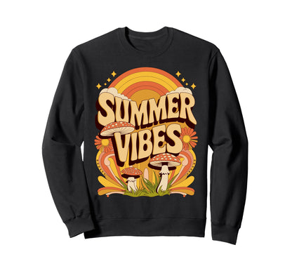Summer Vibes Mushroom Hippie Sweatshirt - Casual Everyday Wear for Adults - T-Shirt, Sweatshirt, Hoodie