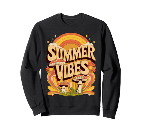 Summer Vibes Mushroom Hippie Sweatshirt - Casual Everyday Wear for Adults - T-Shirt, Sweatshirt, Hoodie
