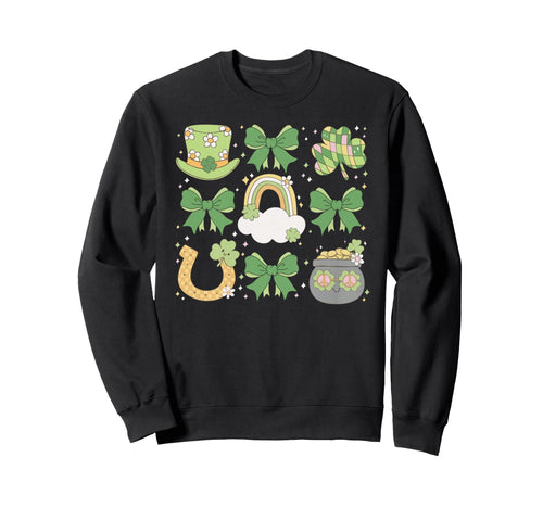 St Patricks Day Rainbow Clover Sweatshirt - Trendy Graphic for Adults - T-Shirt, Sweatshirt, Hoodie