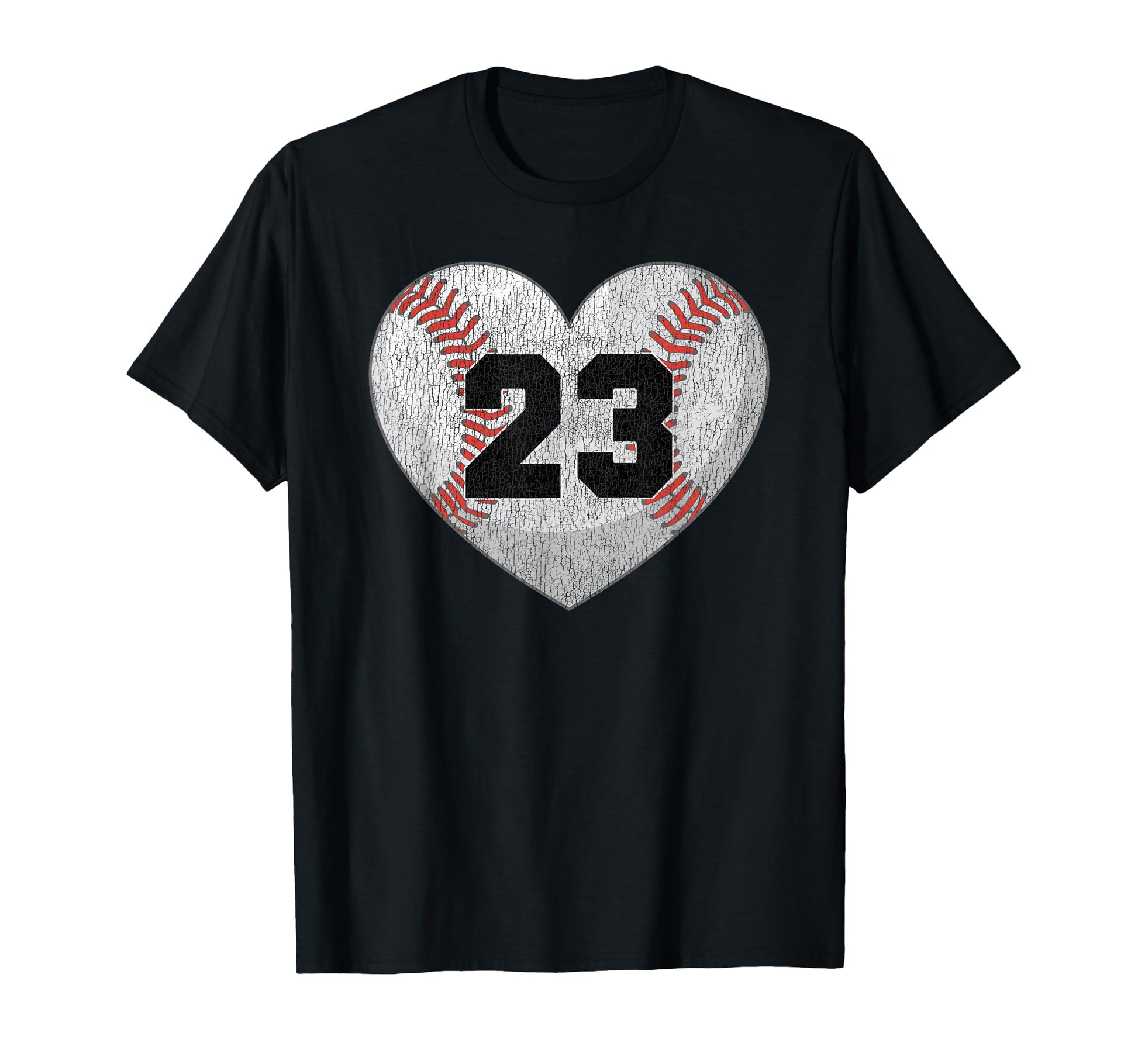 Baseball Number 23 Distressed Heart T-Shirt - Minimalist Print Men Women - T-Shirt, Sweatshirt, Hoodie