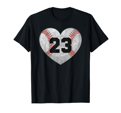 Baseball Number 23 Distressed Heart T-Shirt - Minimalist Print Men Women - T-Shirt, Sweatshirt, Hoodie