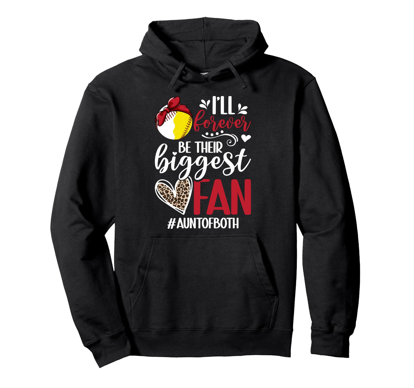 Their Biggest Fan Aunt Both Baseball Hoodie - Trendy Graphic Unisex - T-Shirt, Sweatshirt, Hoodie