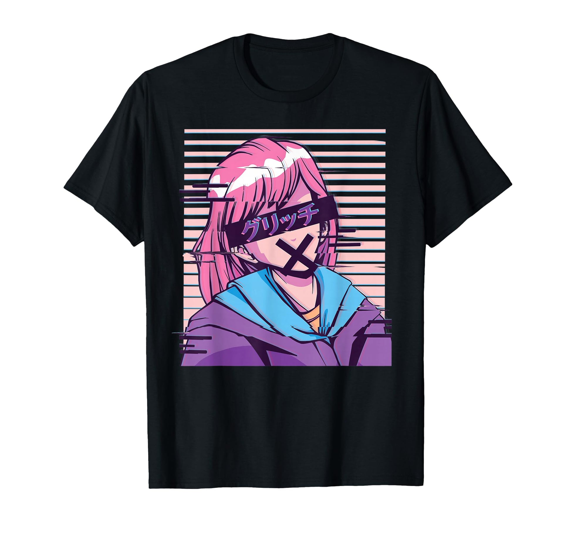 Anime Glitched Japanese Aesthetics T-Shirt - Streetwear Style for Adults - T-Shirt, Sweatshirt, Hoodie
