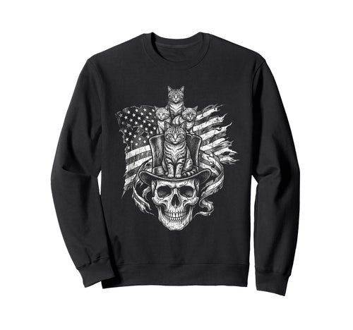 Skull Cat Skeleton Kitty Sweatshirt - Casual Everyday Wear Men Women - T-Shirt, Sweatshirt, Hoodie