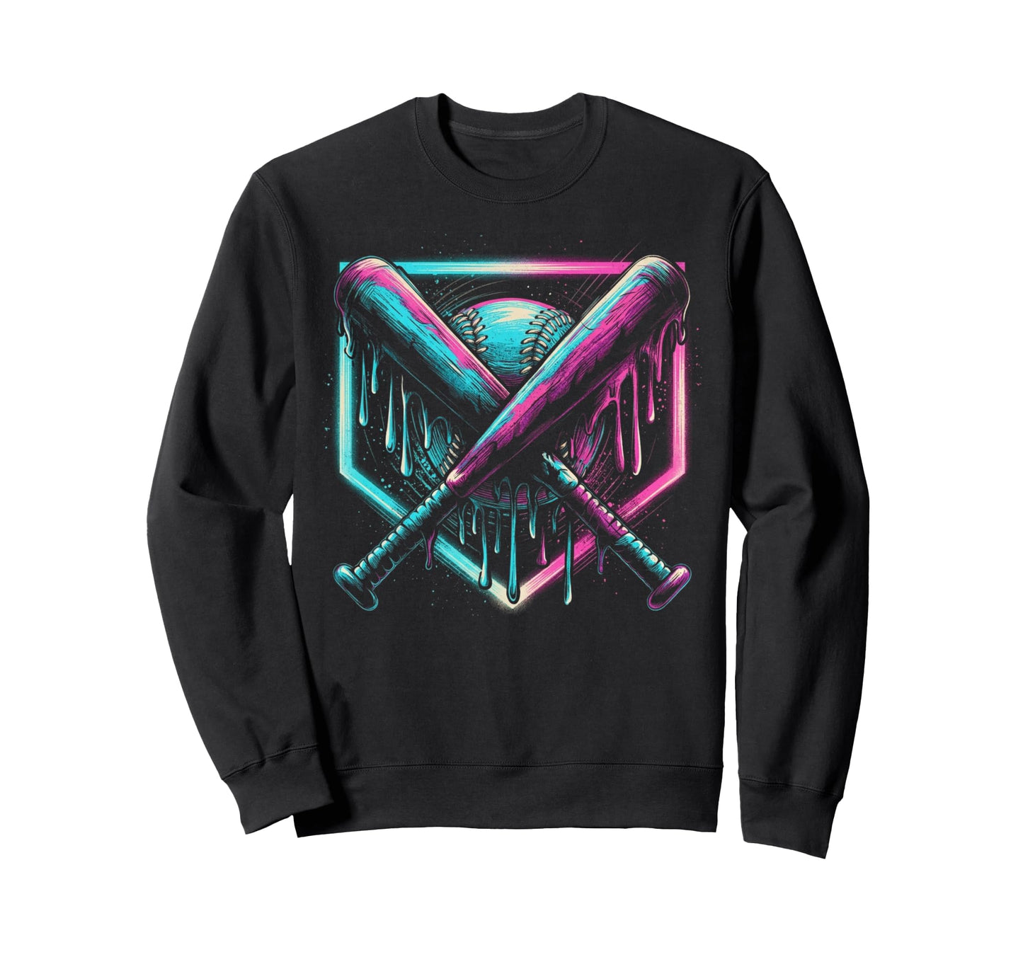 Baseball Drip Ice Cream Drip Sweatshirt - Unique Graphic for Adults - T-Shirt, Sweatshirt, Hoodie
