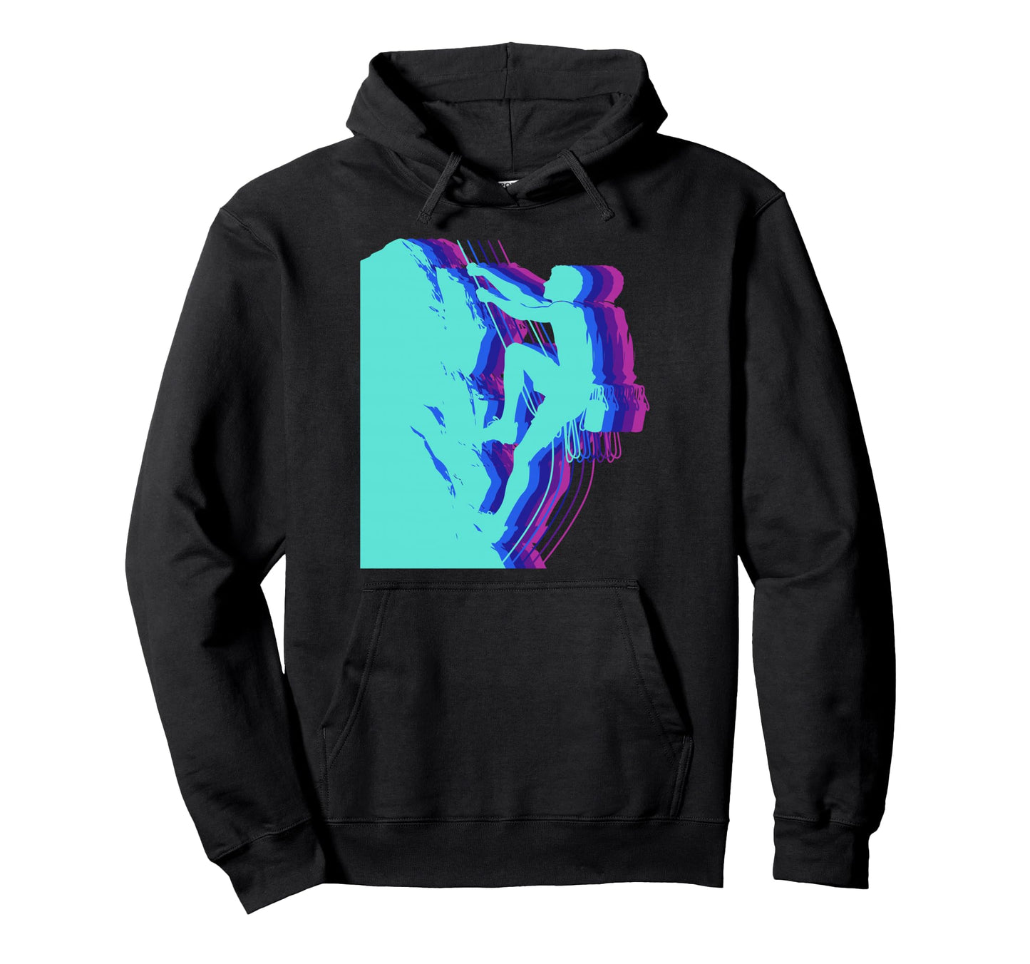 Glitch Art Rock Climber Silhouette Hoodie - Fun Novelty Design Men Women - T-Shirt, Sweatshirt, Hoodie
