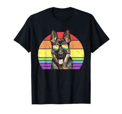 Lgbtq German Shepherd Dog Rainbow Love T-Shirt - Graphic Print Men Women - T-Shirt, Sweatshirt, Hoodie
