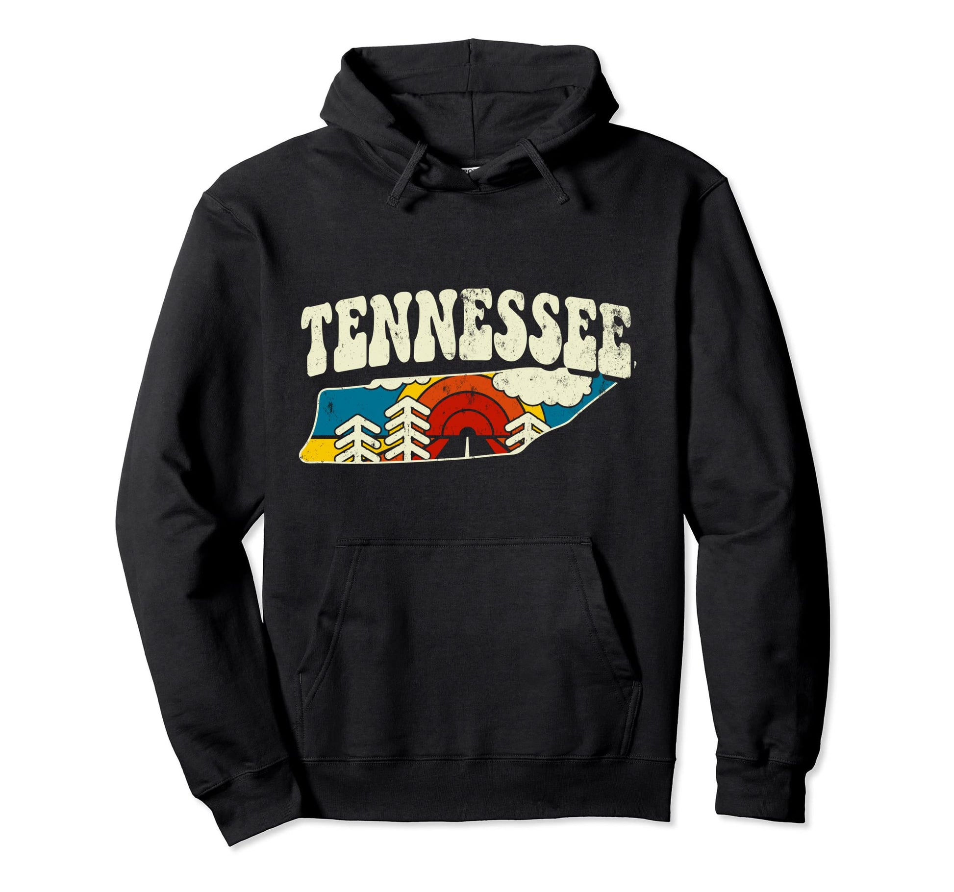 Tennessee State Rainbow Hippie 70S Map Hoodie - Streetwear Style Unisex - T-Shirt, Sweatshirt, Hoodie