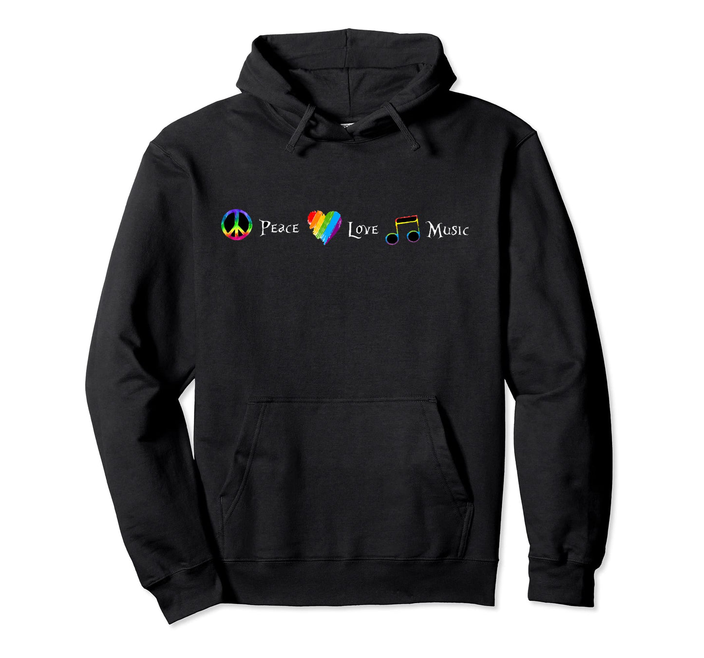 Peace Love Music Hoodie - Fun Novelty Design for Adults - T-Shirt, Sweatshirt, Hoodie