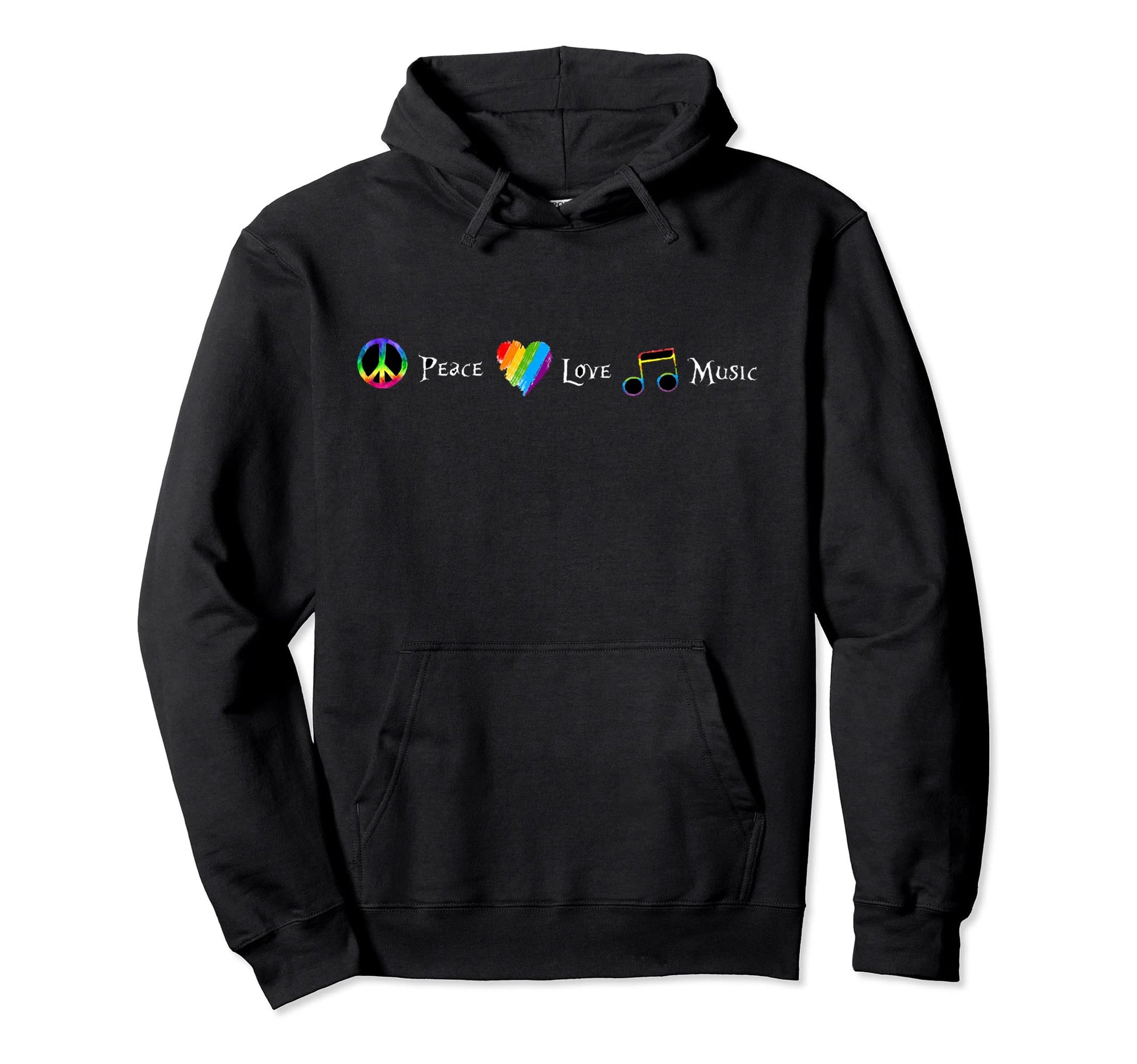 Peace Love Music Hoodie - Fun Novelty Design for Adults - T-Shirt, Sweatshirt, Hoodie