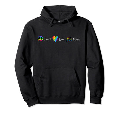 Peace Love Music Hoodie - Fun Novelty Design for Adults - T-Shirt, Sweatshirt, Hoodie